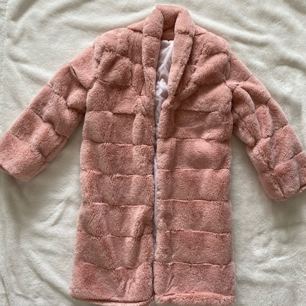 New pale pink fuzzy fur jacket